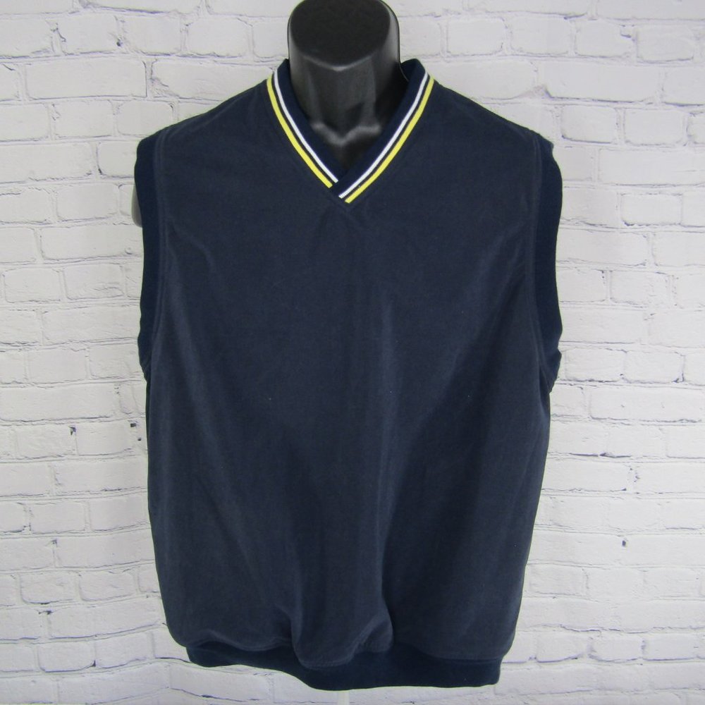 PGA Tour Wind Resistant Sleeveless Pullover True Navy Pockets Men's Medium